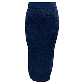 Autre Marque-Michael Kors Collection Maritime Soutache Stretch Viscose Pencil Skirt-Navy blue