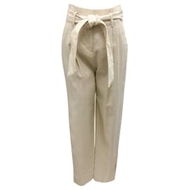 Veronica Beard-Veronica Beard Beige / Silver Metallic Zelly Linen Pant-Beige