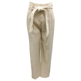 Beige / silberne metallische Zelly Leinenhose von Veronica Beard Beige