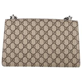 Gucci- Gucci Medium Dionysus GG Shoulder Bag in Beige Canvas-Red,Dark red