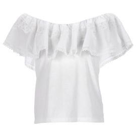 Blusa bianca in cotone Sandro Paris Mauve off-the-shoulder Bianco Crudo