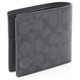 Coach-Coach Bifold Wallet PVC Canvas Black/Grey-Black