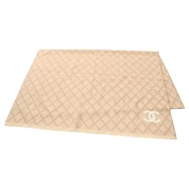 Chanel-Chanel Silk Wool Cashmere Scarf-Brown,Beige