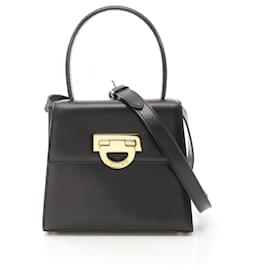 Céline-Celine Leather Handbag Black-Black