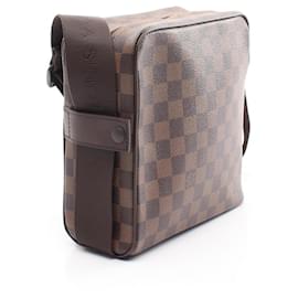 Louis Vuitton-Bolsa de Ombro Louis Vuitton Damier PVC Couro Olaf PM N41442-Marrom