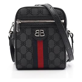 Balenciaga-Balenciaga Canvas Leather Shoulder Bag-Black