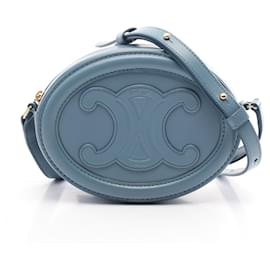 Céline-Celine Leather Triomphe Shoulder Bag Blue-Blue