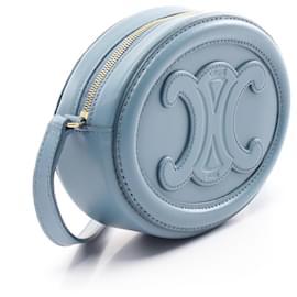 Céline-Celine Leather Triomphe Shoulder Bag Blue-Blue