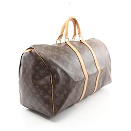 Louis Vuitton-Louis Vuitton Keepall 55 Monogram Boston Bag M41424-Brown