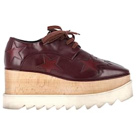 Stella Mc Cartney-Stella McCartney Elyse Star Platform Derby in Burgundy Faux Leather-Red,Dark red