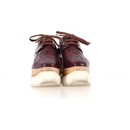 Stella Mc Cartney-Stella McCartney Elyse Star Platform Derby in Burgundy Faux Leather-Red,Dark red
