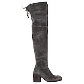 Stuart Weitzman-Stuart Weitzman Genna Over The Knee Boots in Grey Suede-Grey