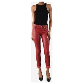 Saint Laurent-Red leather jeans - size UK 8-Red