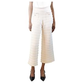 Self portrait-Pink and white striped knit wide-leg trousers - size UK 6-Pink