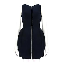 Alaïa-Alaia Velvet Fit & Flare Dress-Blue