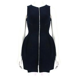 Alaïa Robe en velours ajustée et évasée Alaia Bleu