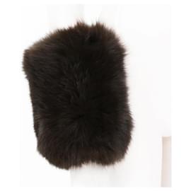 Saint Laurent-Saint Laurent Chestnut Brown Fur Cuffs-Brown