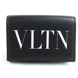Valentino Garavani Black Leather Tri-fold Wallet Black