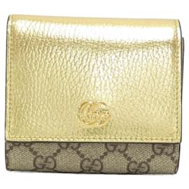 Gucci-Gucci GG Marmont Bi-Fold Wallet-Beige,Golden