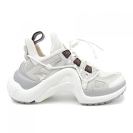Louis Vuitton-Louis Vuitton Gray and White Sneakers-Brown,White