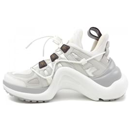 Louis Vuitton-Louis Vuitton Gray and White Sneakers-Brown,White