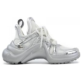 Louis Vuitton-Louis Vuitton Silver and White Sneakers-Silvery,White