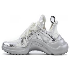 Louis Vuitton-Louis Vuitton Silver and White Sneakers-Silvery,White