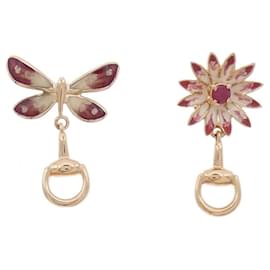 Gucci-Gucci Flora Pink Gold Stud Earrings-Golden