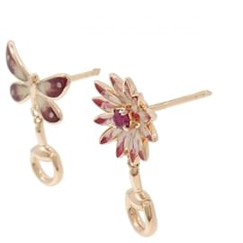 Gucci-Gucci Flora Pink Gold Stud Earrings-Golden
