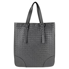 Bottega Veneta-Bottega Veneta Dark Gray Leather Handbag Tote-Dark grey