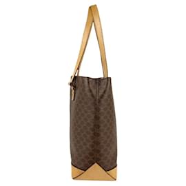 Céline-Celine Brown Coated Canvas Handbag-Brown