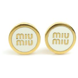 Orecchini Miu Miu oro e bianchi con borchie Bianco D'oro