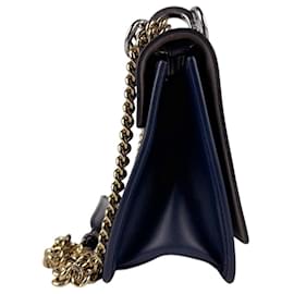 Fendi-Sac à épaule en cuir bleu marine Fendi-Bleu Marine