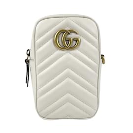 Gucci-Gucci GG Marmont White Leather Pouch-White