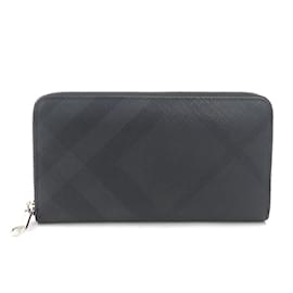 Burberry-Burberry Black Coated Canvas Long Wallet-Black