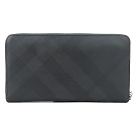 Burberry-Burberry Black Coated Canvas Long Wallet-Black