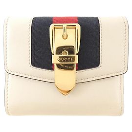 Gucci Sylvie 476081 CWLSG Wallet Black White Red Cream