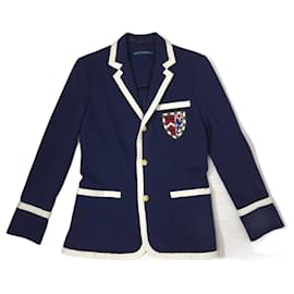 Ralph Lauren-Ralph Lauren blue blazer with emblem-Blue