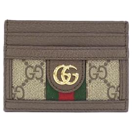 Gucci-Gucci Ophidia Business Card Holder-Brown,Beige