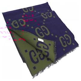 Gucci-GUCCI Navy and Red Shawl-Red,Navy blue