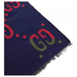 Gucci-GUCCI Navy and Red Shawl-Red,Navy blue