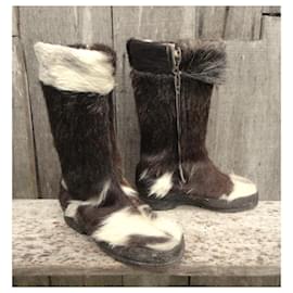 Autre Marque-Boots-White,Dark brown