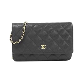 Chanel-Chanel Timeless Classic AP0250 Chain Wallet-Black,Dark red