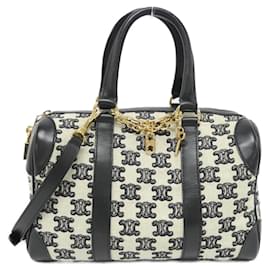 Céline-Celine 193652CS8 Black Canvas Boston Bag-Black