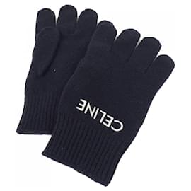 Céline-Celine Black Warm Gloves-Black