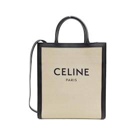 Céline-Celine Small Vertical Cabas Handbag-Black,Cream
