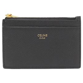 Céline-Celine Zipped Card Holder Coin Case-Black