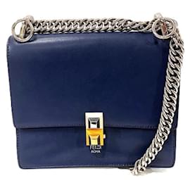 Fendi-Sac à épaule Mini Canyon de Fendi-Bleu