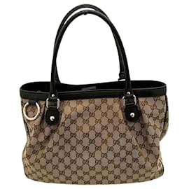 Gucci-Gucci 296835 Sukey GG Pattern Shoulder Tote Bag-Beige,Dark brown