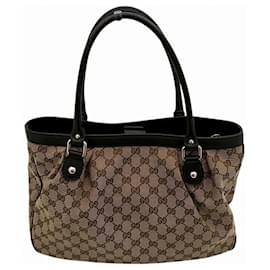 Gucci-Gucci 296835 Sukey GG Pattern Shoulder Tote Bag-Beige,Dark brown